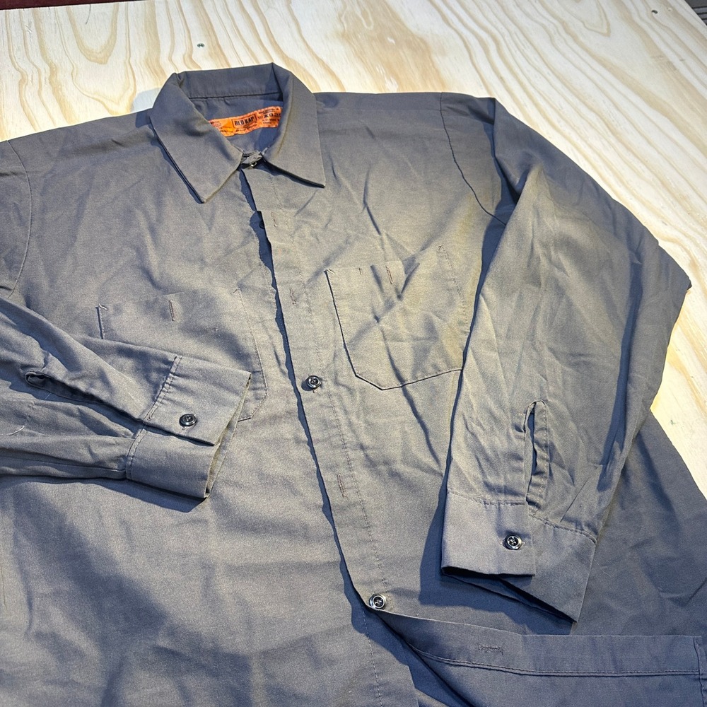 Red Kap Men's Southern Transport Industrial Button Up Work Shirt Charcoal Size L